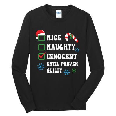 Nice Naughty Innocent Until Proven Guilty Checklist Naughty Or Nice Tall Long Sleeve T-Shirt