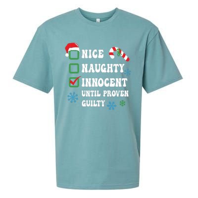 Nice Naughty Innocent Until Proven Guilty Checklist Naughty Or Nice Sueded Cloud Jersey T-Shirt