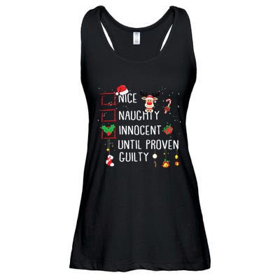 Nice Naughty Innocent Until Proven Guilty Christmas List Ladies Essential Flowy Tank