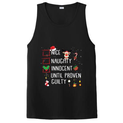 Nice Naughty Innocent Until Proven Guilty Christmas List PosiCharge Competitor Tank