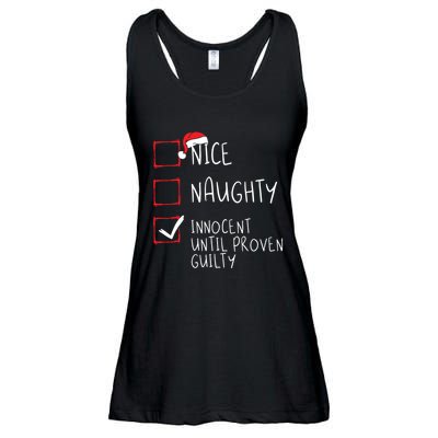 Nice Naughty Innocent Until Proven Guilty Christmas List Ladies Essential Flowy Tank