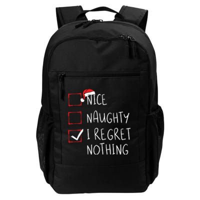 Nice Naughty I Regret Nothing Christmas List Santa Claus Daily Commute Backpack