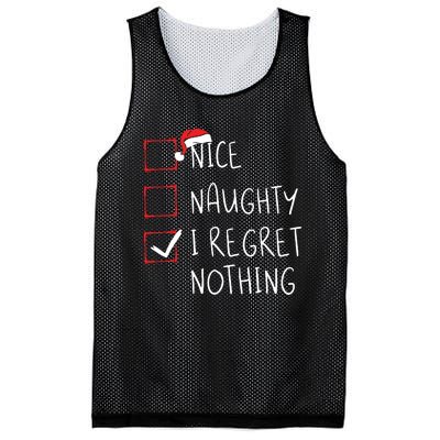 Nice Naughty I Regret Nothing Christmas List Santa Claus Mesh Reversible Basketball Jersey Tank