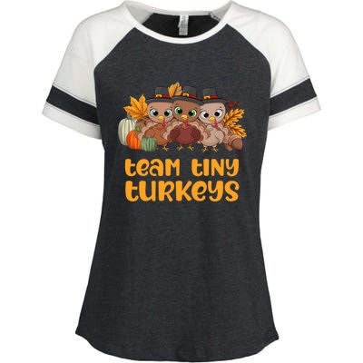 Nicu Nurse Icu Neonatal Team Tiny Turkeys Fall Thanksgiving Gift Enza Ladies Jersey Colorblock Tee