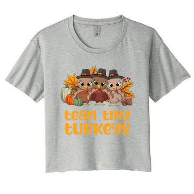 Nicu Nurse Icu Neonatal Team Tiny Turkeys Fall Thanksgiving Gift Women's Crop Top Tee