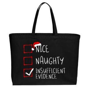 Nice Naughty Insufficient Evidence Christmas Santa Claus Cotton Canvas Jumbo Tote