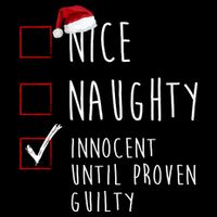 Nice Naughty Innocent Until Proven Guilty Christmas Checklist Drawstring Bag