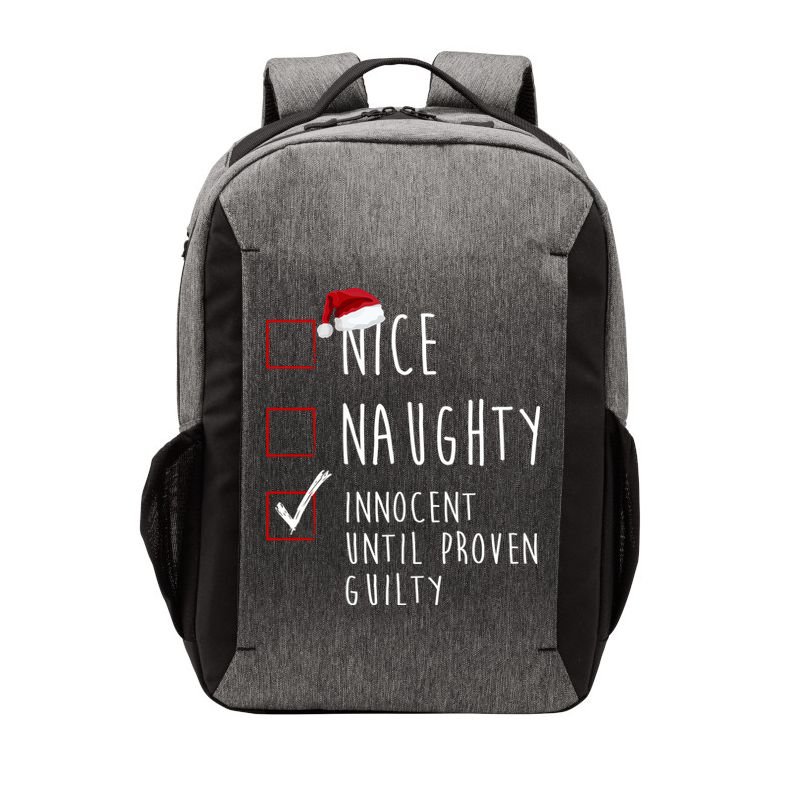 Nice Naughty Innocent Until Proven Guilty Christmas Checklist Vector Backpack