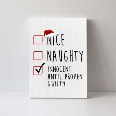 Nice Naughty Innocent Until Proven Guilty Christmas Checklist Canvas