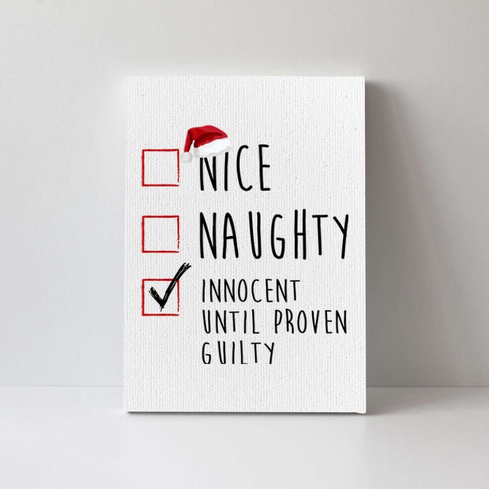 Nice Naughty Innocent Until Proven Guilty Christmas Checklist Canvas