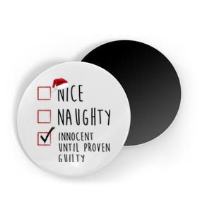 Nice Naughty Innocent Until Proven Guilty Christmas Checklist Magnet