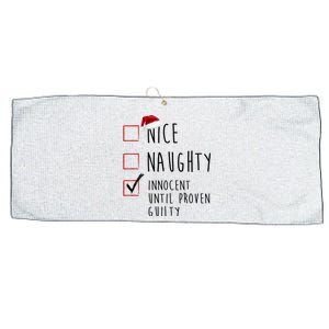 Nice Naughty Innocent Until Proven Guilty Christmas Checklist Large Microfiber Waffle Golf Towel