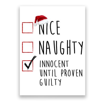 Nice Naughty Innocent Until Proven Guilty Christmas Checklist Poster