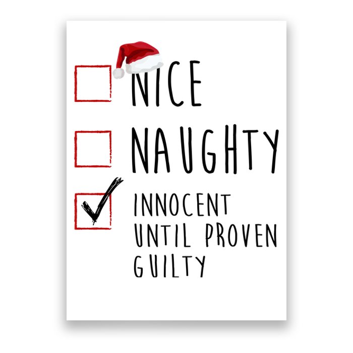 Nice Naughty Innocent Until Proven Guilty Christmas Checklist Poster