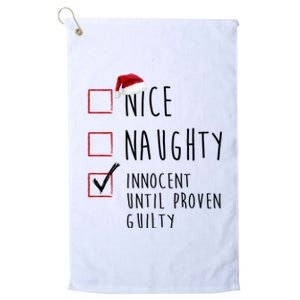 Nice Naughty Innocent Until Proven Guilty Christmas Checklist Platinum Collection Golf Towel