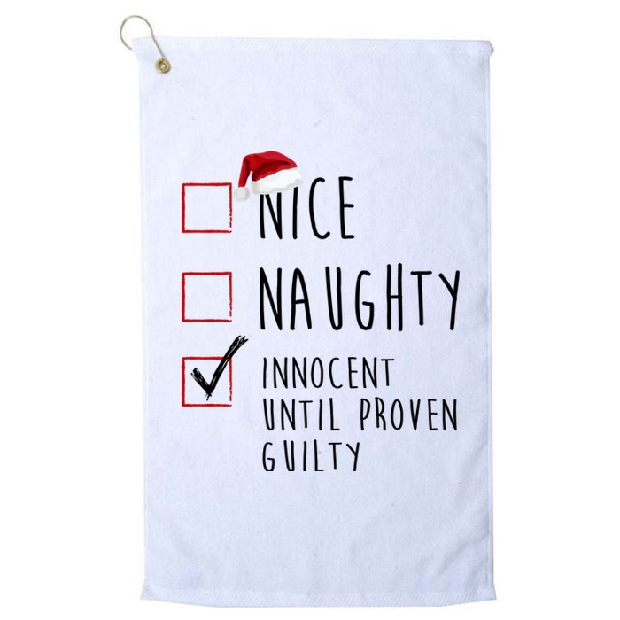 Nice Naughty Innocent Until Proven Guilty Christmas Checklist Platinum Collection Golf Towel