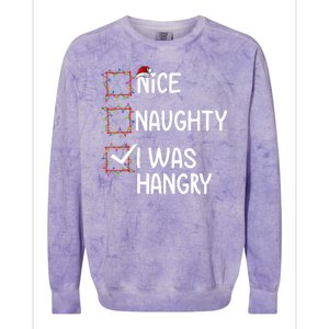 Nice Naughty I Was Hangry Christmas List Santa Claus Xmas Colorblast Crewneck Sweatshirt