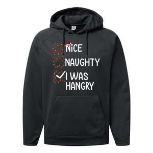 Nice Naughty I Was Hangry Christmas List Santa Claus Xmas Performance Fleece Hoodie