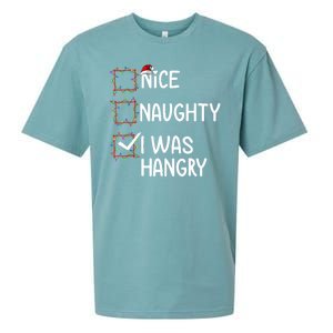 Nice Naughty I Was Hangry Christmas List Santa Claus Xmas Sueded Cloud Jersey T-Shirt