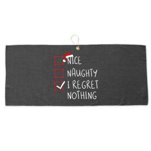 Nice Naughty I Regret Nothing Christmas List Santa Claus Gift Large Microfiber Waffle Golf Towel