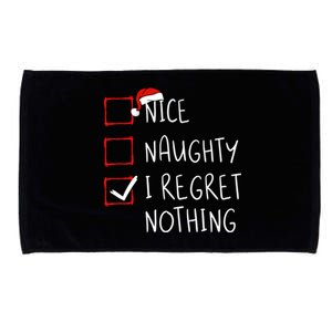 Nice Naughty I Regret Nothing Christmas List Santa Claus Gift Microfiber Hand Towel