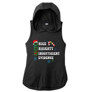 Nice Naughty Insufficient Evidence Christmas Santa Claus Ladies PosiCharge Tri-Blend Wicking Draft Hoodie Tank