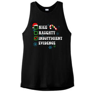 Nice Naughty Insufficient Evidence Christmas Santa Claus Ladies PosiCharge Tri-Blend Wicking Tank