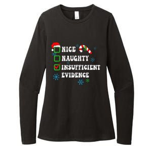 Nice Naughty Insufficient Evidence Christmas Santa Claus Womens CVC Long Sleeve Shirt