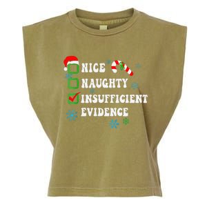 Nice Naughty Insufficient Evidence Christmas Santa Claus Garment-Dyed Women's Muscle Tee