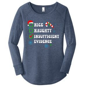 Nice Naughty Insufficient Evidence Christmas Santa Claus Women's Perfect Tri Tunic Long Sleeve Shirt