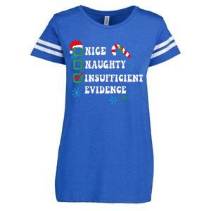 Nice Naughty Insufficient Evidence Christmas Santa Claus Enza Ladies Jersey Football T-Shirt