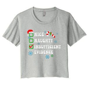 Nice Naughty Insufficient Evidence Christmas Santa Claus Women's Crop Top Tee