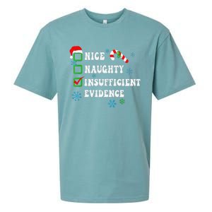 Nice Naughty Insufficient Evidence Christmas Santa Claus Sueded Cloud Jersey T-Shirt