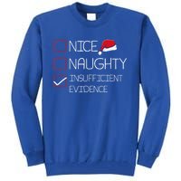 Nice Naughty Insufficient Evidence Christmas Pajama Funny Gift Tall Sweatshirt