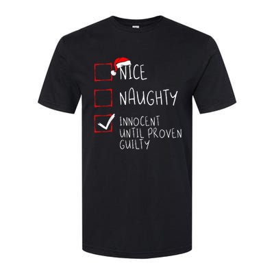 Nice Naughty Innocent Until Proven Guilty Christmas List Softstyle CVC T-Shirt