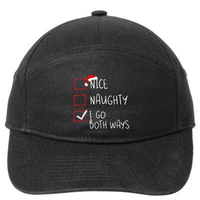 Nice Naughty I Go Both Ways Christmas List Xmas Santa Claus 7-Panel Snapback Hat