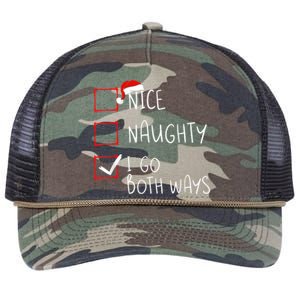 Nice Naughty I Go Both Ways Christmas List Xmas Santa Claus Retro Rope Trucker Hat Cap