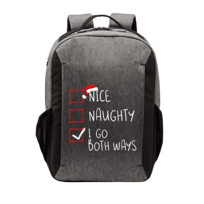 Nice Naughty I Go Both Ways Christmas List Xmas Santa Claus Vector Backpack