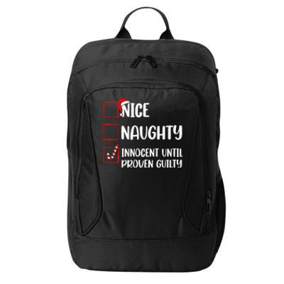 Nice Naughty Innocent Until Proven Guilty Christmas List City Backpack