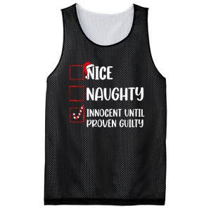 Nice Naughty Innocent Until Proven Guilty Christmas List Mesh Reversible Basketball Jersey Tank