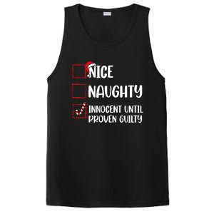 Nice Naughty Innocent Until Proven Guilty Christmas List PosiCharge Competitor Tank