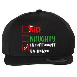 Nice Naughty Insufficient Evidence Christmas Inappropriate Wool Snapback Cap