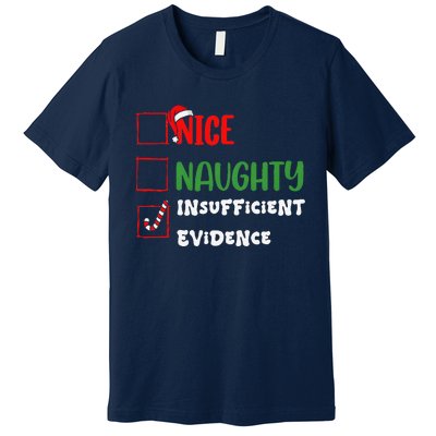 Nice Naughty Insufficient Evidence Christmas Inappropriate Premium T-Shirt