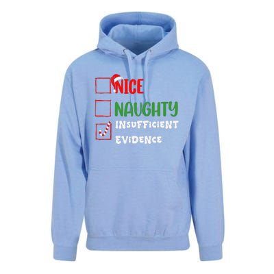 Nice Naughty Insufficient Evidence Christmas Inappropriate Unisex Surf Hoodie