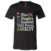 Nice Naughty Innocent Until Proven Guilty Christmas List V-Neck T-Shirt