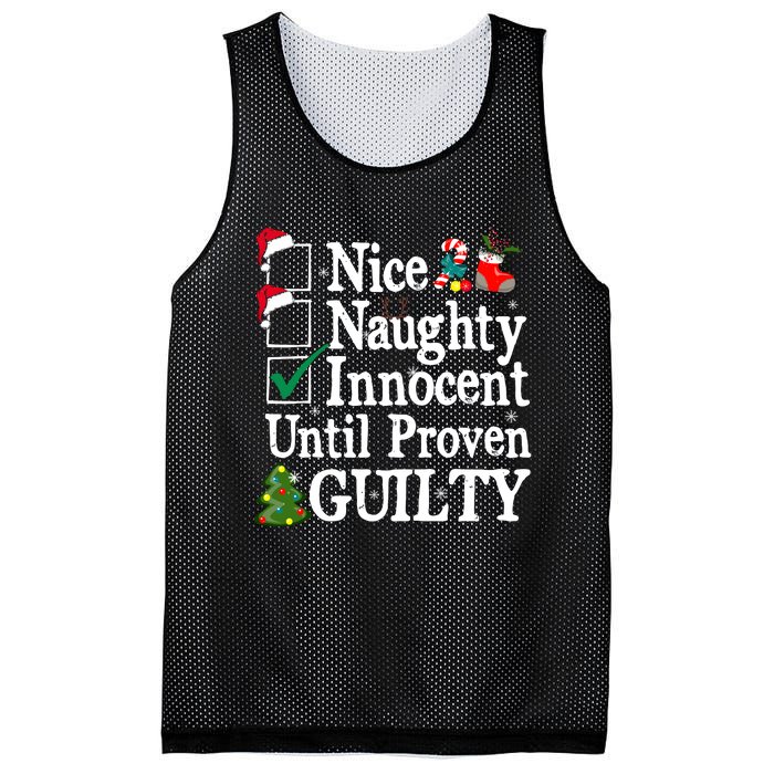 Nice Naughty Innocent Until Proven Guilty Christmas List Mesh Reversible Basketball Jersey Tank