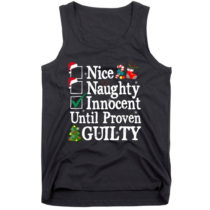 Nice Naughty Innocent Until Proven Guilty Christmas List Tank Top