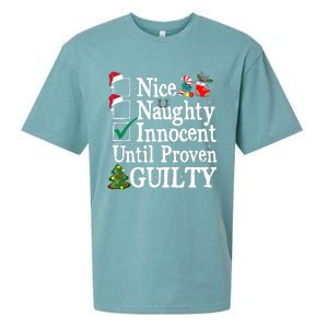 Nice Naughty Innocent Until Proven Guilty Christmas List Sueded Cloud Jersey T-Shirt