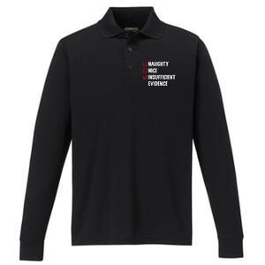 Naughty Nice Insufficient Evidence Funny Christmas Lawyer Gift Performance Long Sleeve Polo