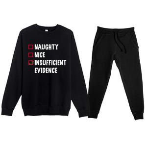 Naughty Nice Insufficient Evidence Funny Christmas Lawyer Gift Premium Crewneck Sweatsuit Set